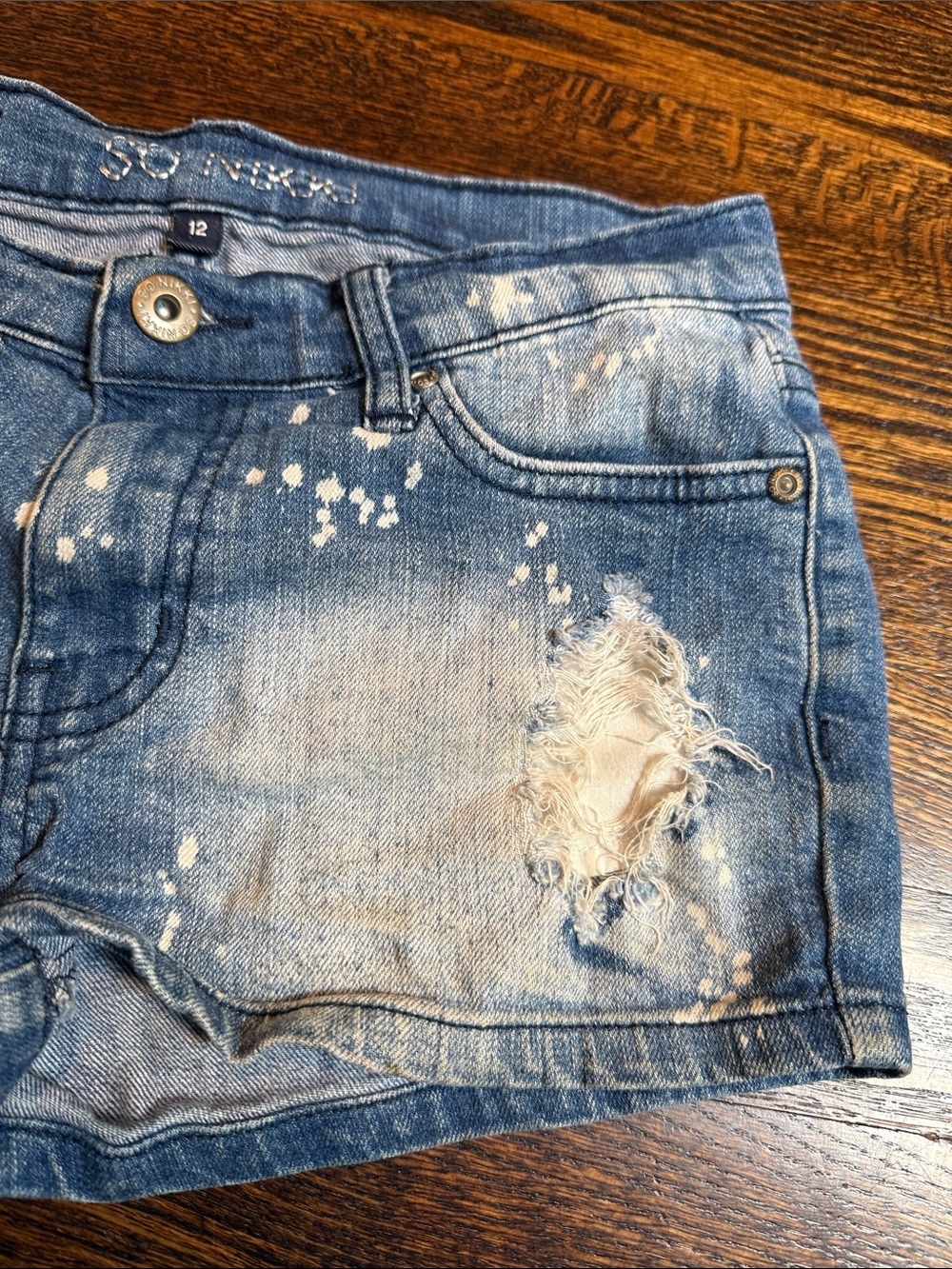 Distressed Light Blue Denim girls youth Shorts - Picture 5 of 9
